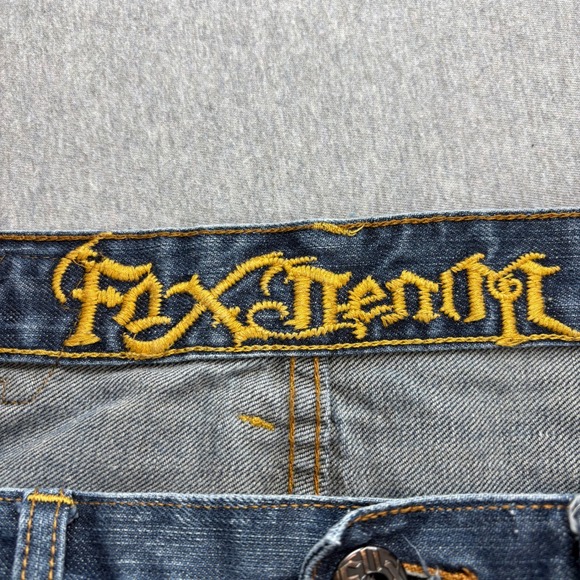 Fox Denim Duster Jeans Mens 31 Blue Y2K Racing VTG Grunge Relaxed Fit Bootcut - Picture 9 of 16